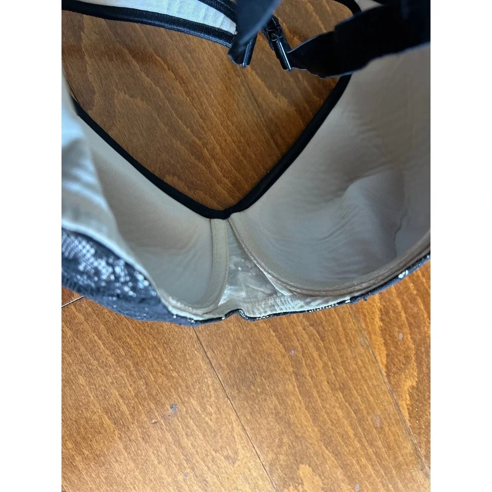 Cacique Balconette Bra Black Floral‎ Lace Underwire Plus Size 42G Lane Bryant